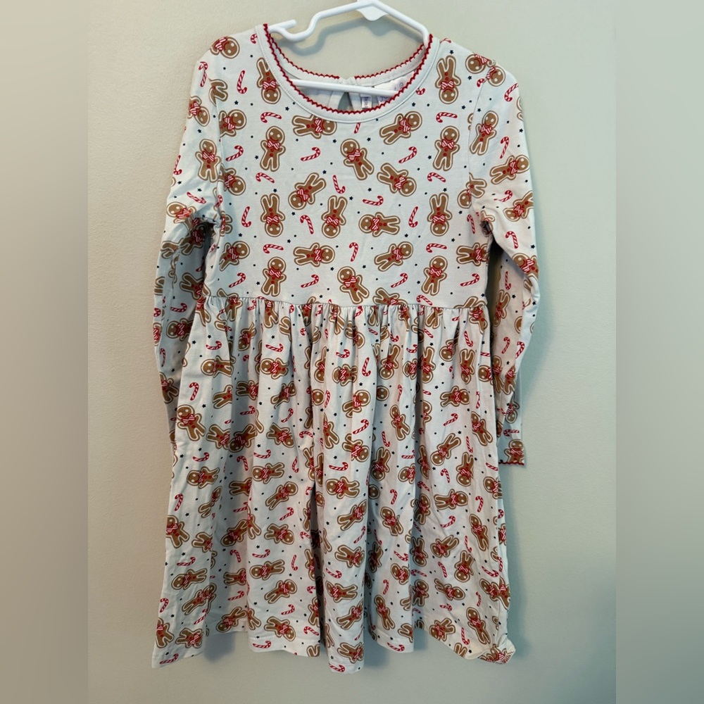 Rachel Riley Christmas Gingerbread Patterned Kids Dress
